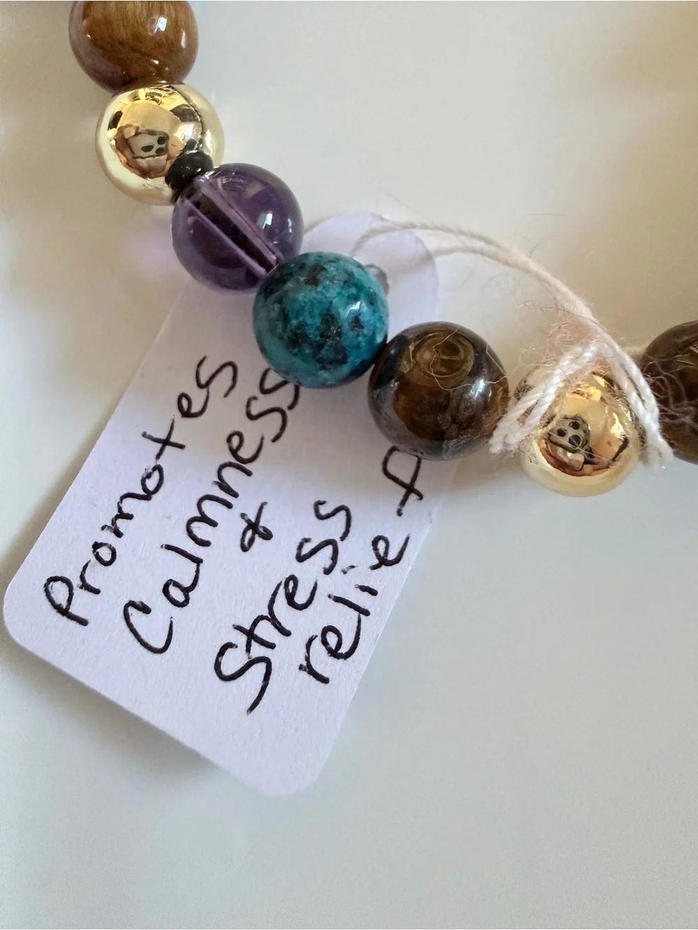 Beaded Multicolor UNISEX Bracelet - Turquoise, Amethyst & Gold Accent